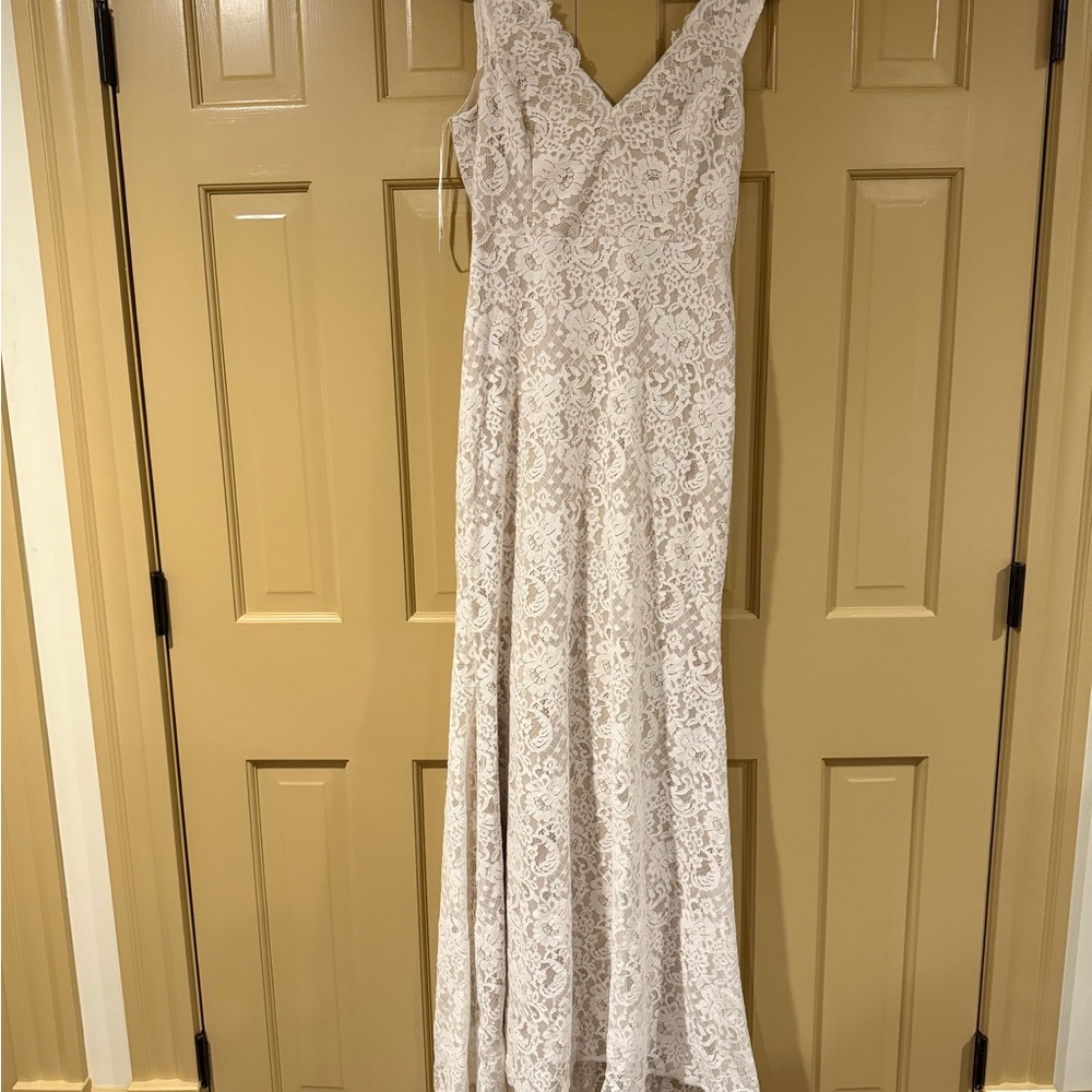 Lulu's Ivory Lace Maxi Dress